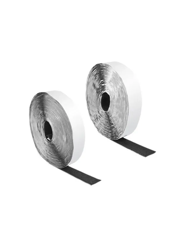 Delock kardborretejp självhäftande 10 m x 25 mm - svart