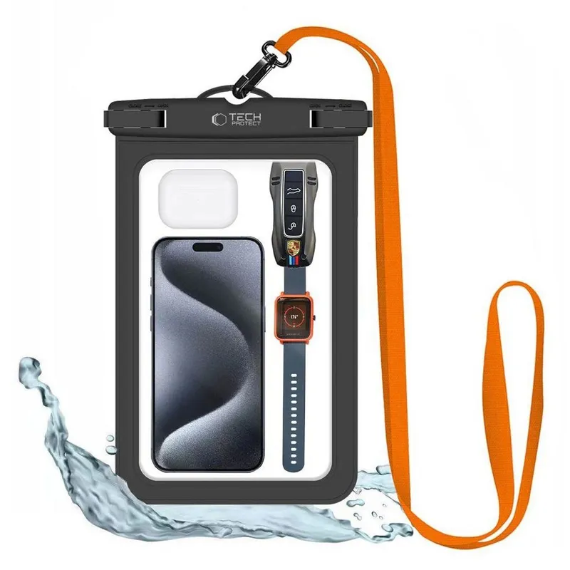 Tech-Protect Waterproof Case UWC9 Waterproof for Devices up to 8.9″ - Black & Orange