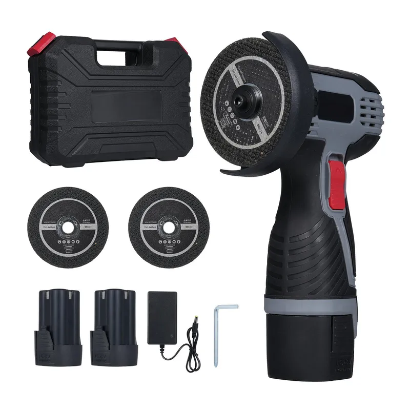 Borstlös vinkelslip 17000 varv/min Sladdlös vinkelslip Elektriskt slipverktyg Mini vinkelslip Basic Package & 2 Battery-US plug svart