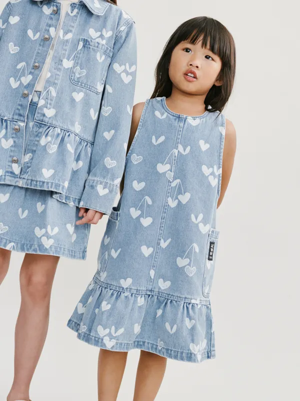 LIEWOOD Angelica Denimklänning, Sweetshearts/Light Blue Denim, 122