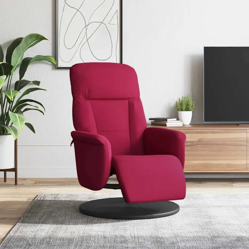 vidaXL Reclinerfåtölj med fotstöd vinröd sammet