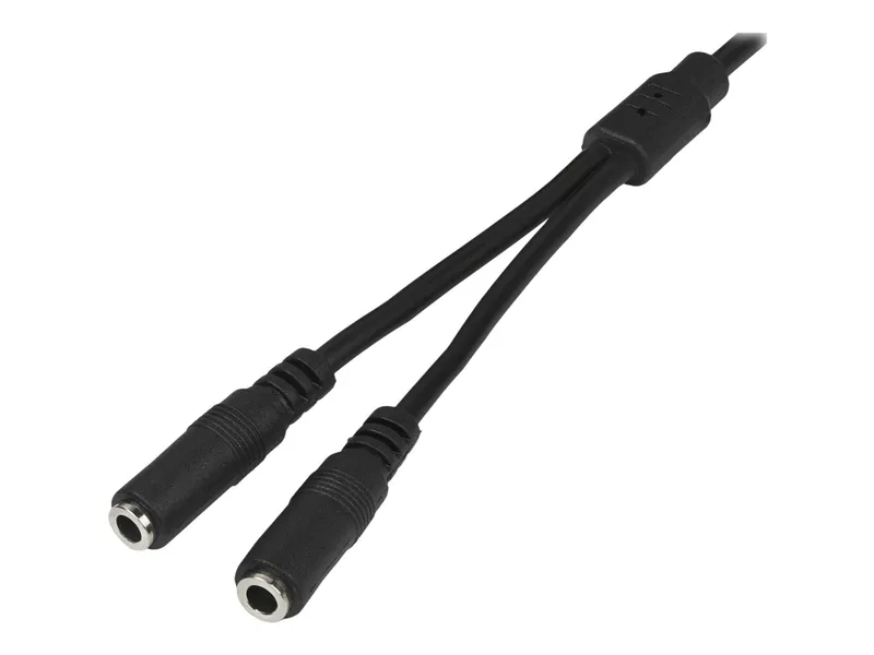 StarTech.com Slim stereosplitterkabel – 3,5 mm hane till 2x 3,5 mm hona – Ljudsplitter – mini-phone stereo 3.5 mm hane till mini-phone stereo 3.5 m…