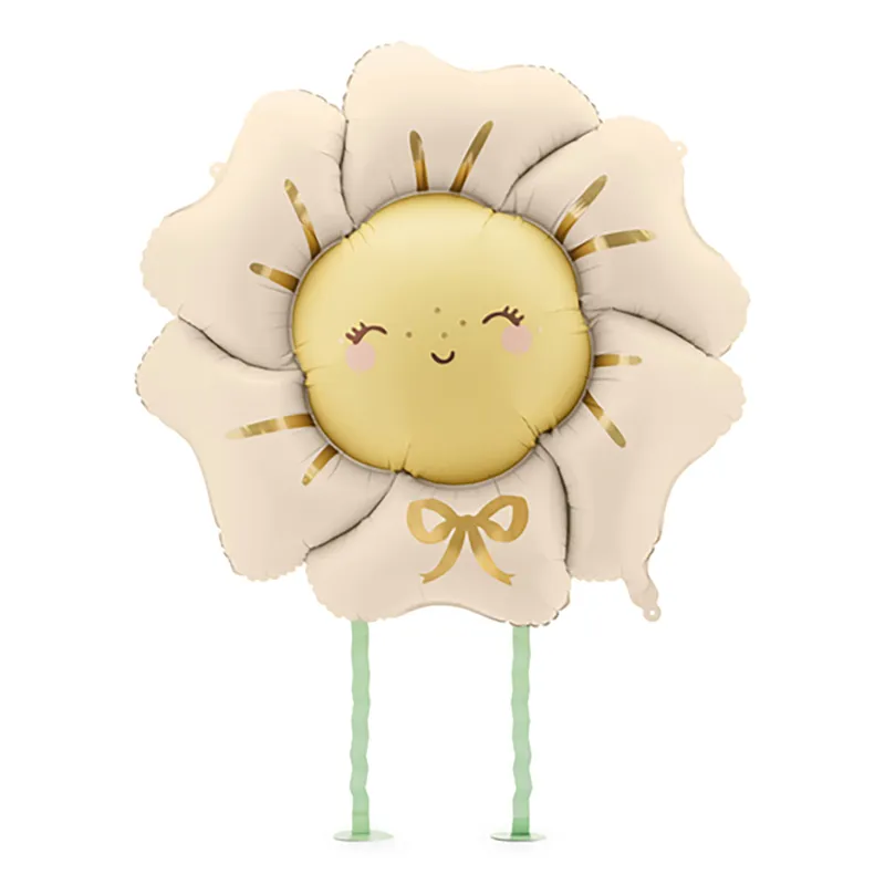 Folieballong Blomma med Ben Beige