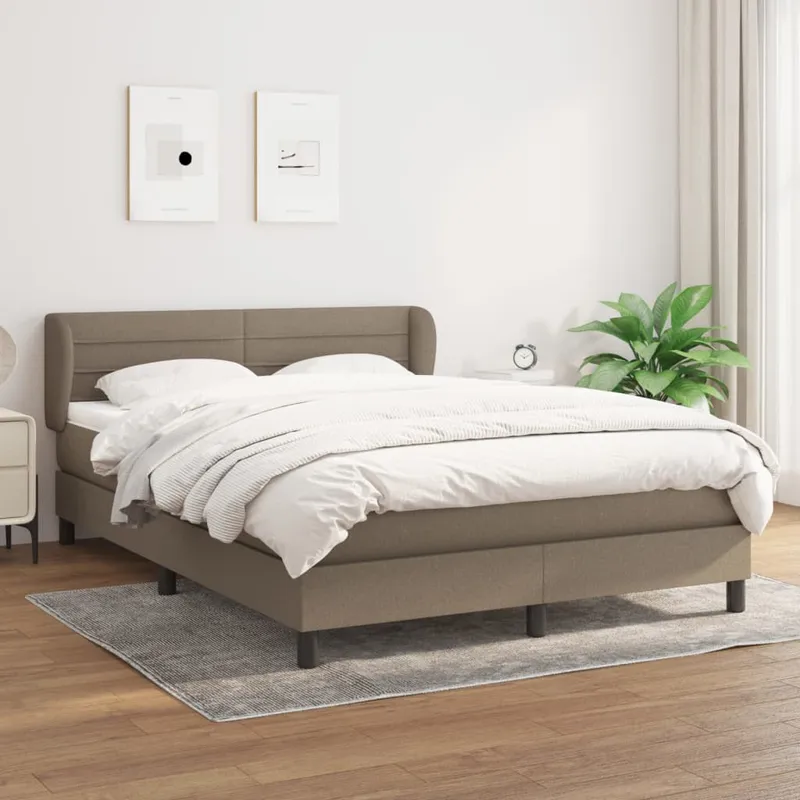 vidaXL Ramsäng med madrass taupe 140×190 cm tyg (#1971)