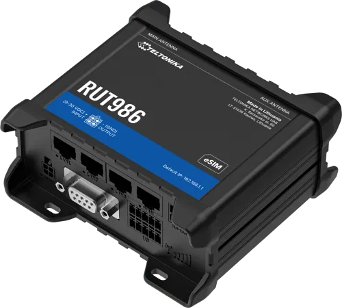 Teltonika RUT986 - wireless router - WWAN - Wi-Fi - 4G 3G 2G - DIN rail mountable surface-mountable wall-mountable - Wireless router N Standard - 802.11n