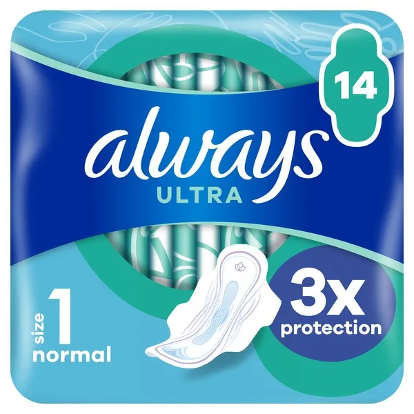 Always Ultra Day Bindor Normal Storlek 1 Vingar 14 st