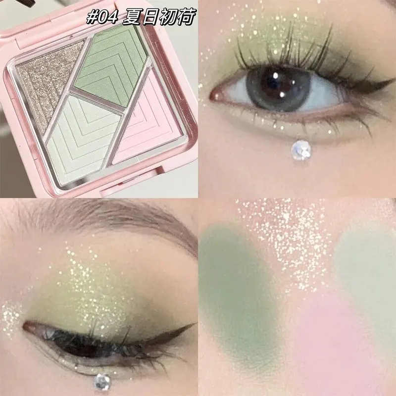 4 färger Ögonskugga Palett Blå Grön Glitter Pearly Matt Svart Rosa Jordfärg Ögonskugga Makeup Varaktig koreansk kosmetika 1st