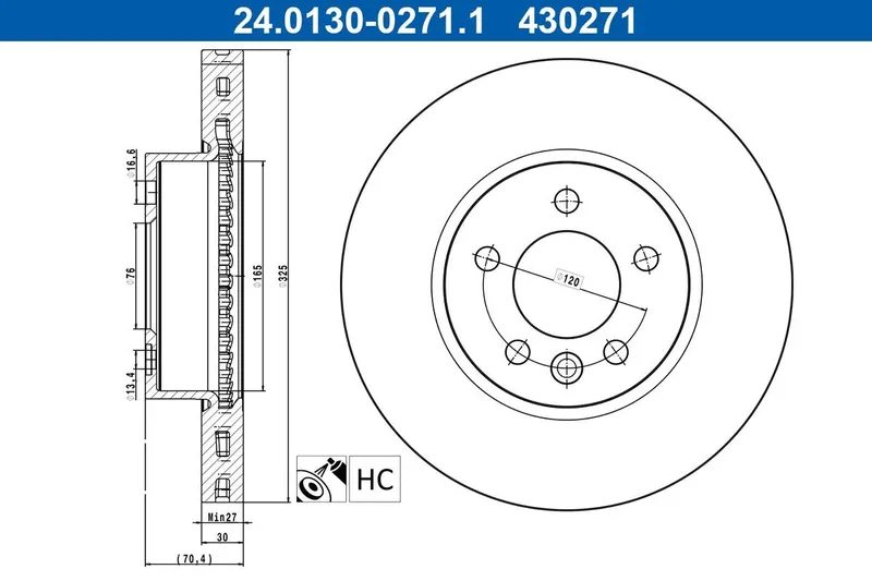 Bromsskiva ATE 24.0130-0271.1