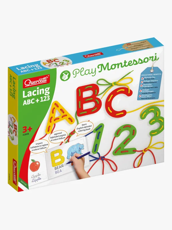 Quercetti Inlärningsset – Snörning ABC+123 – Play Montessori – 2