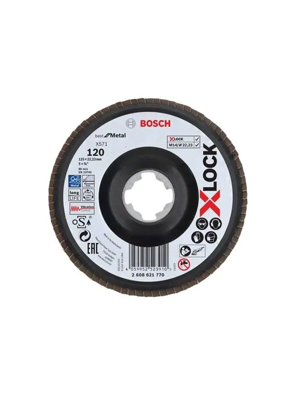 Bosch Best for Metal Lamellslipskiva med X-LOCK X571, vinklad 125 mm, G 120