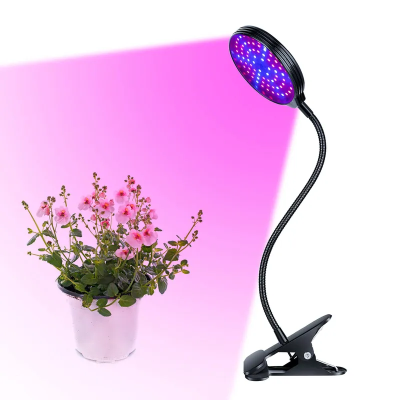 LED-odlingsljus för inomhusväxter 60W 4-huvud röda och blå LED-lampor Automatisk på och av med 4/8/12H timer 3 Single-Head