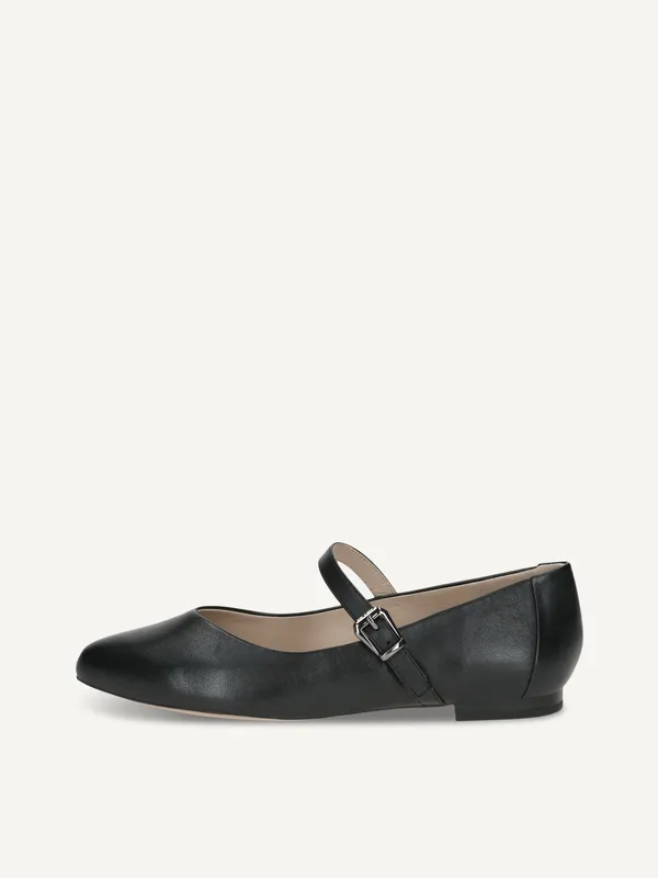CAPRICE Ballerina, black, made of Leather with Block heel, Size 41