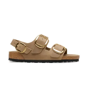 Birkenstock för kvinnor. 1031782 Sandaler Milano Big Buckle Oiled (Smal passform) beige (40), Hud, Brun, Karta, Spänne, Casual