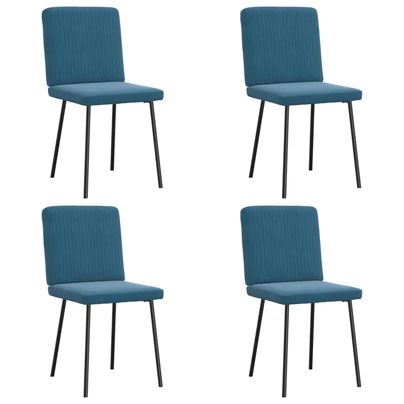 vidaXL Matstolar 4 st blå sammet (#7413)