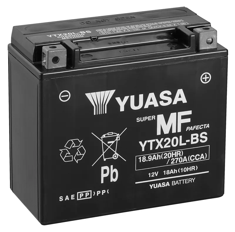 Yuasa 12V YTX20L-BS MC-batteri 18Ah 175 x 87 x 155 mm