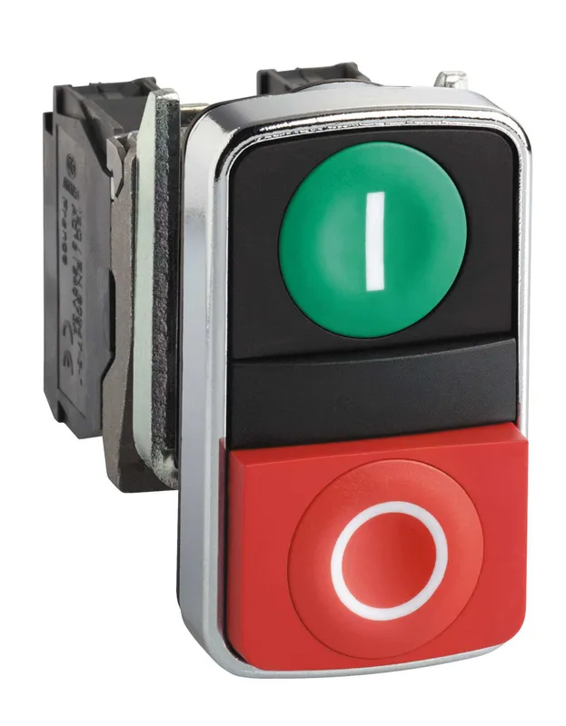 Schneider Electric Harmony double pushbutton complete with white i on green pus