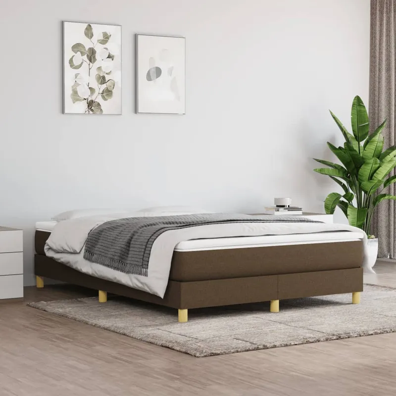 vidaXL Ramsäng med madrass mörkbrun 140×190 cm tyg (#6694)