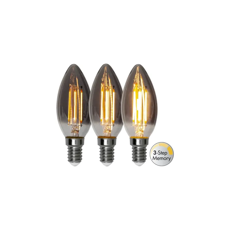 LED-lampa E14 kronljus 2,9W Soft Glow Smoke 3-Step Memory
