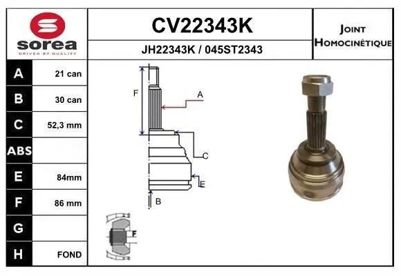 Ledsats, drivaxel EAI CV22343K