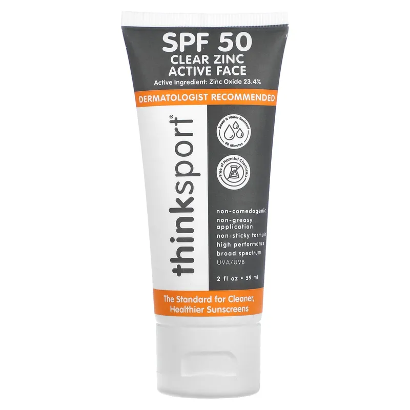 Thinksport, Clear Zinc Active Face, Spf 50, 59Ml (2Fl Oz)