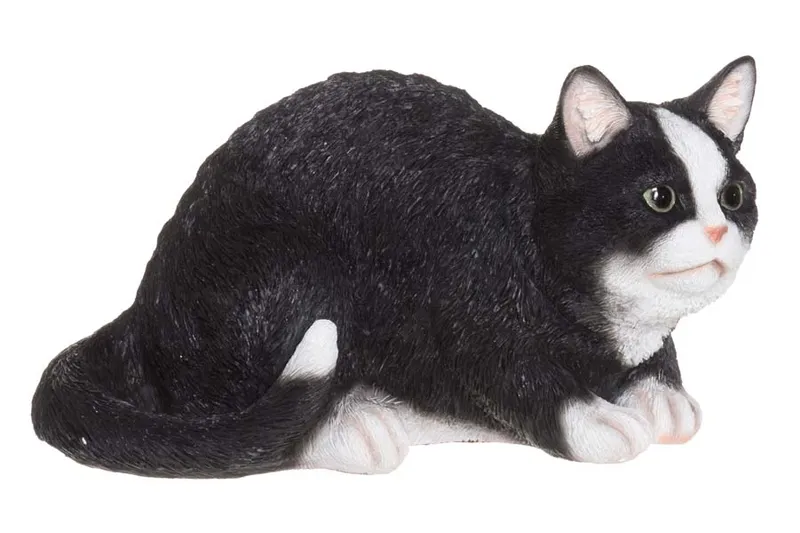 Trädgårdsdekoration: Liggande svart katt 32 cm