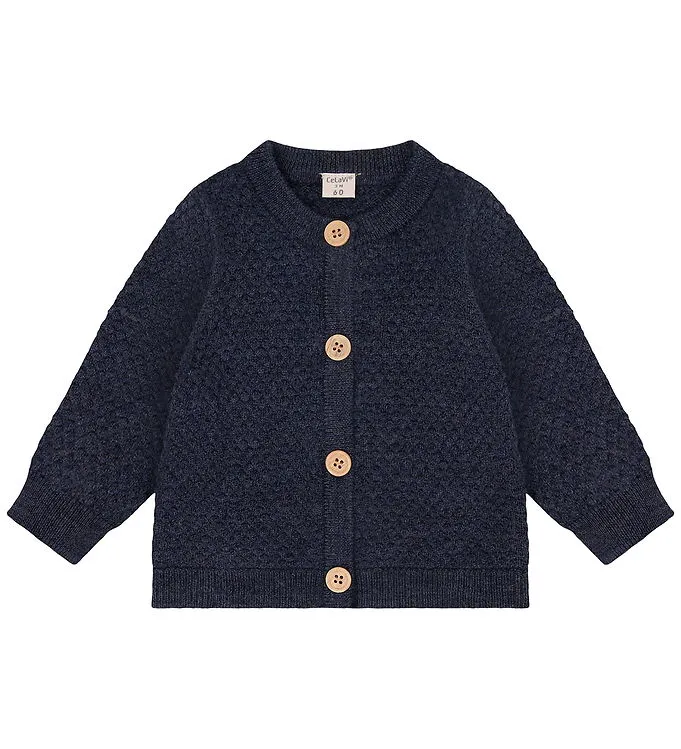 CeLaVi Stickad Kofta Merinoull, Ombre Blue Melange, 70