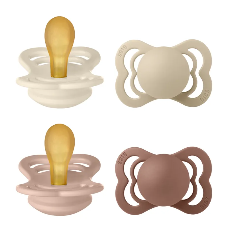 BIBS Supreme Napp 4-Pack Silikon Stl 1, Ivory/Vanilla/Blush/Woodchuck (#0254)