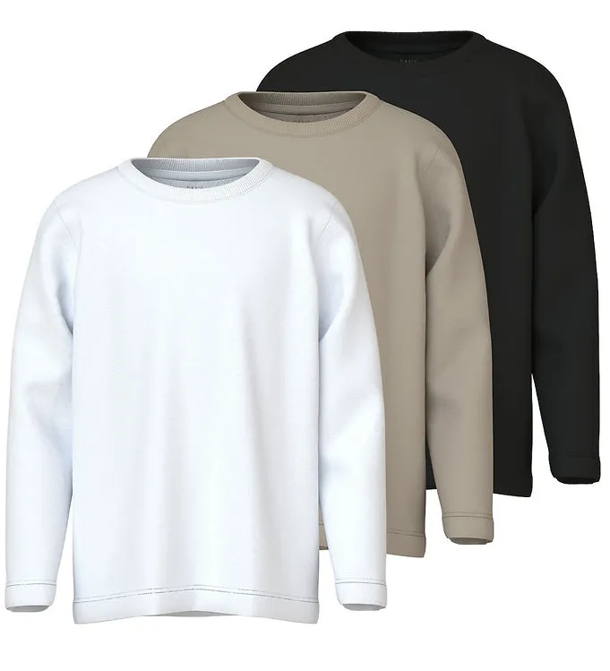 Name It Tröja - Noos - NkmVobbo - 3-pack - Black/Pure Cach/Brigh
