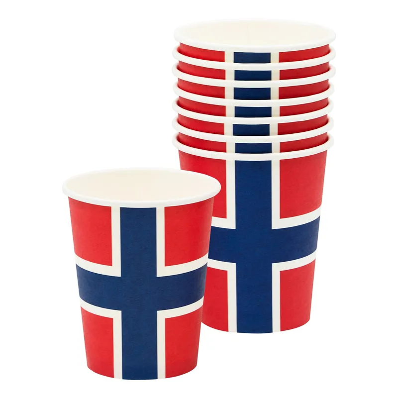Pappersmuggar Norska Flaggan - 8-pack
