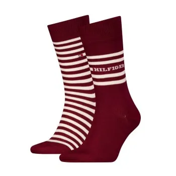 Tommy Hilfiger Strumpor 2P Men Breton Crew Socks Mörkröd Strl 43/46 Herr