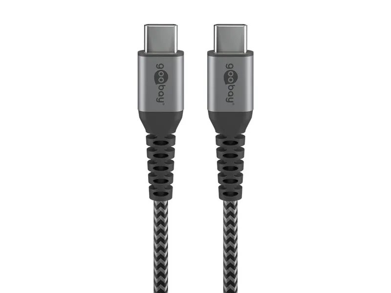 Goobay USB-C™-till-USB-C™-textilkabel med metallkontakter 0,5 m elegant och extra robust anslutningskabel för enheter med USB-C™-port