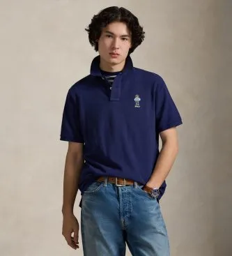 Polo Ralph Lauren för män. 710B14620001 Piképolotröja i klassisk passform med marinblå Bear-polotröja (L), Casual, Bomull, Kort ärm, Marino