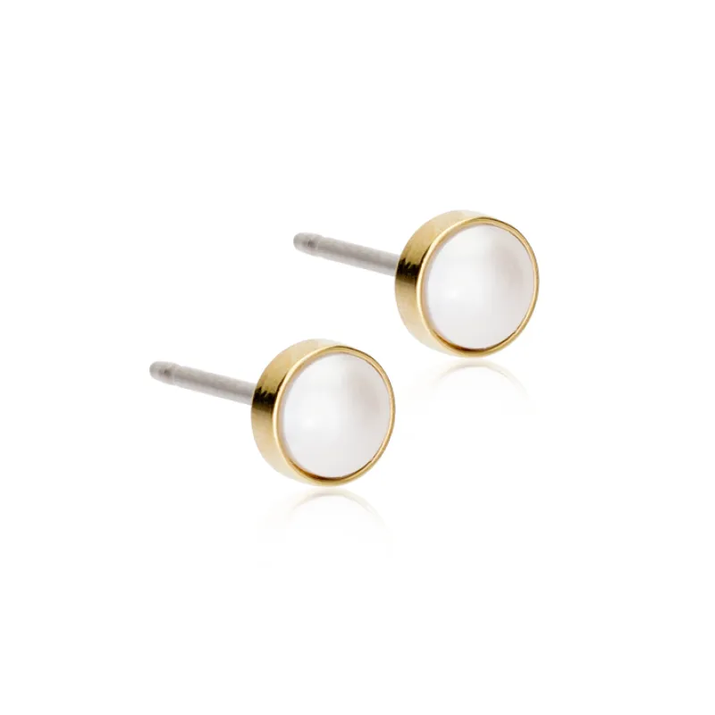 Blomdahl örhängen Blomdahl GT Bezel Pearl 5 mm White