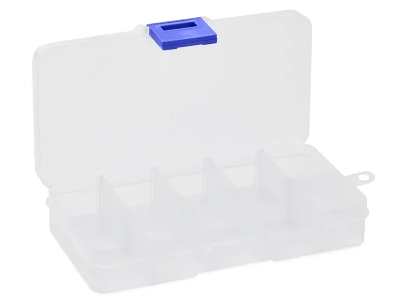 Liten förvaringslåda i plast med 10 fack