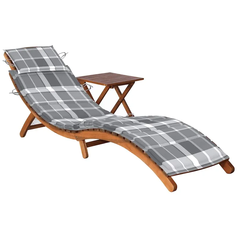 vidaXL Solsäng med bord och dyna massivt akaciaträ (#9940)