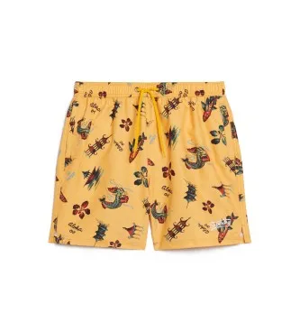 Superdry för män. M3010232A Återvunnen baddräkt med hawaiimönster gul (XXL), Strandkläder, Återvunnen polyester, Hållbar
