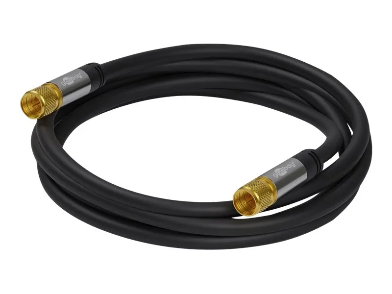 Goobay SAT-antennkabel (135 dB), 4x skärmad guldpläterad, F-plugg > F-plugg, 10 m