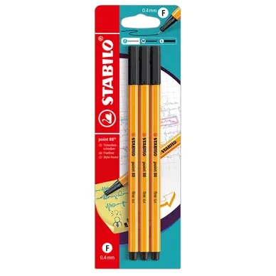 Fineliner Point 88 Svart 3-pack STABILO