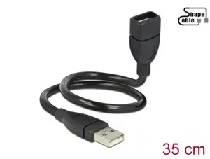 Delock ShapeCable - USB-förlängningskabel - USB (hona) till USB (hane) - 35 cm - svart