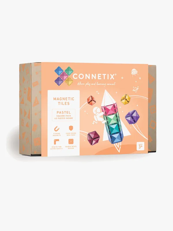 Connetix Magnet Set - 40 Delar - Pastel Square Expansion Pack