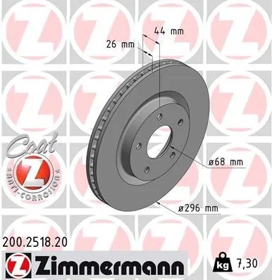 Bromsskiva ZIMMERMANN 200.2518.20