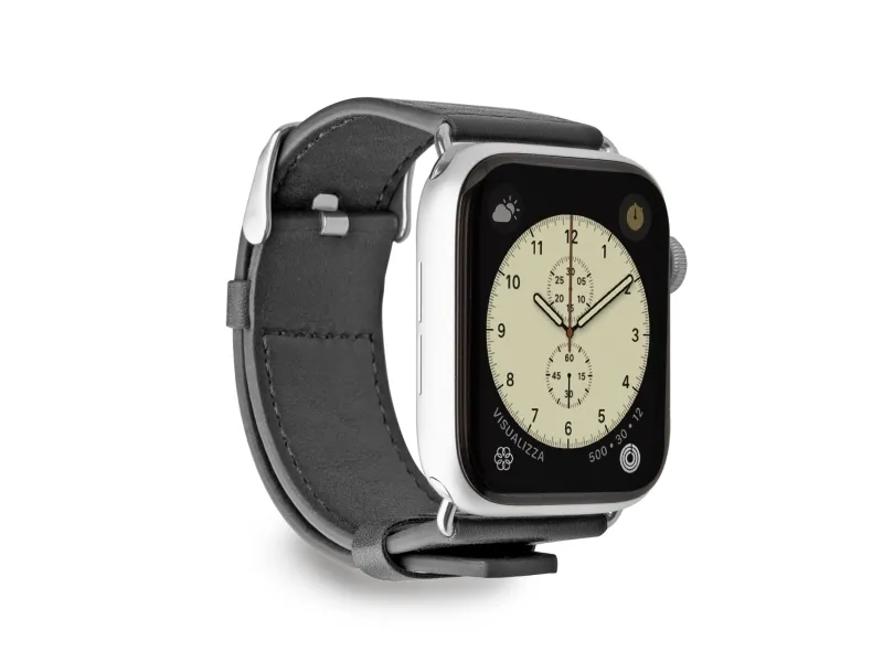 CASE&ME SBS Eco Leather armband för Apple Watch 42/44/45/49mm – Svart