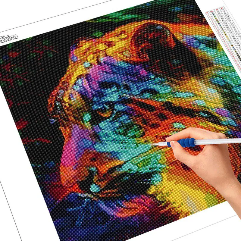 5D DIY diamantmaleri Leopard korssting diamantbroderi Dyrehåndverkssett Hjemmeinnredningsgave Full Square 30x30CM