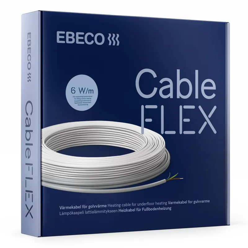 Ebeco Cableflex 6 Golvvärmekabel serieresistiv 2-ledare med skärm 6 W/m