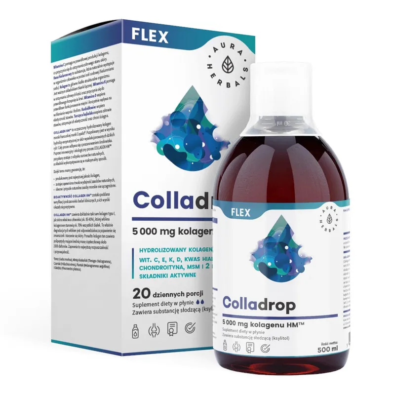 Aura Herbals - Colladrop Flex, marint kollagen, 5000 mg, 500 ml