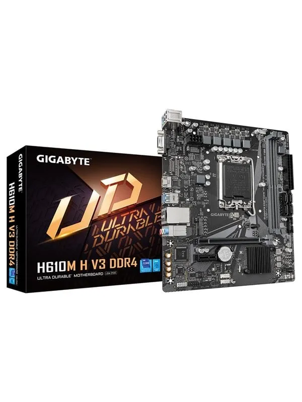 GIGABYTE H610M H V3 DDR4 Moderkort - Intel H610 - Intel LGA1700 - DDR4 RAM - Micro-ATX