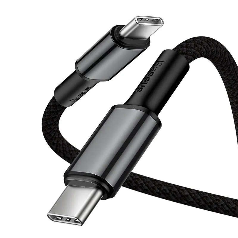 Flätad kabel USB-C till USB-C 1m – Svart