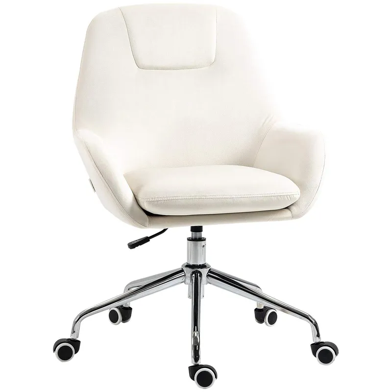 Ergonomisk Kontorsstol i Krämfärgad Sammet