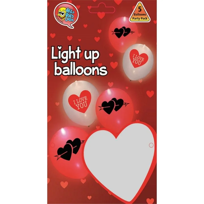 LED-ballonger röd/vit latex med inbyggd LED-lampa romantisk dekoration 5-pack 25 cm
