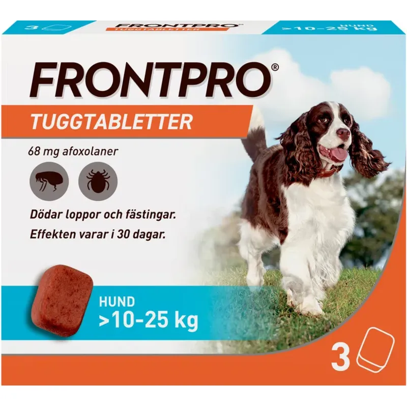 Fästingmedel Frontpro för hundar >10-25 kg tuggtablett 68 mg